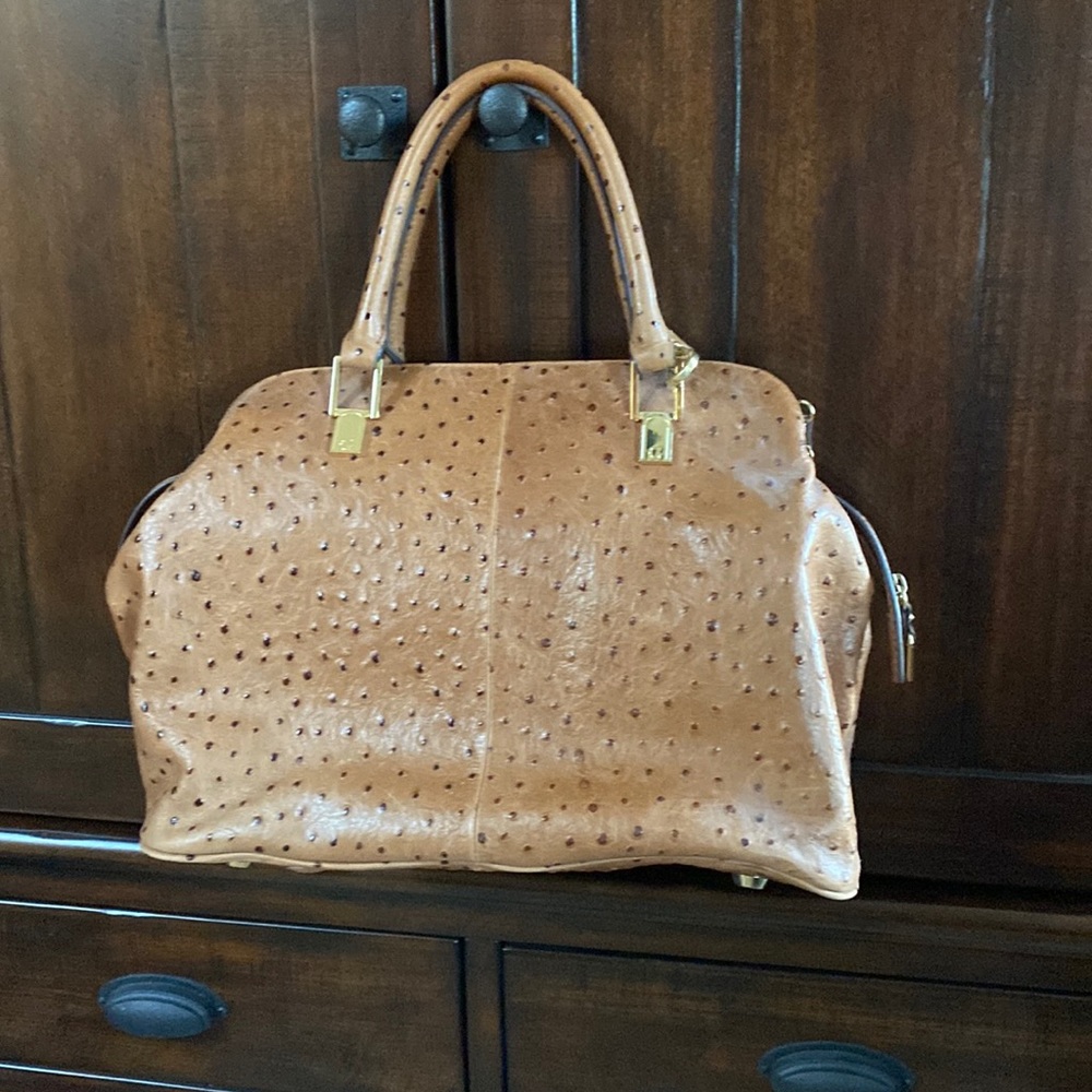 Gili ostrich embossed leather large purse